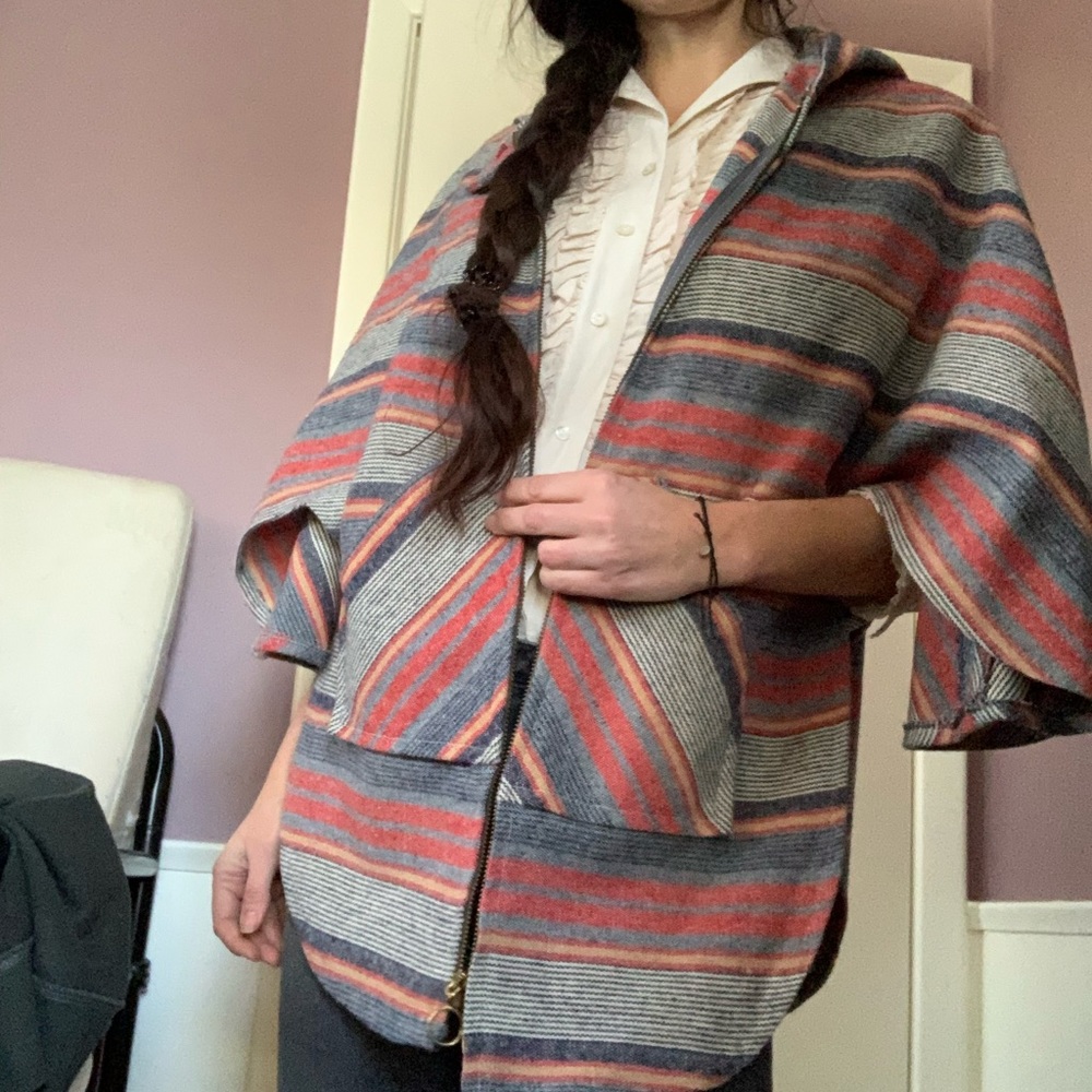 Vintage Zip front Wool Cape